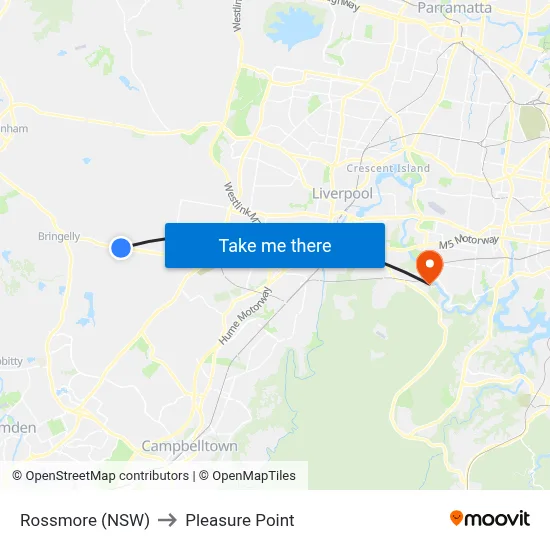 Rossmore (NSW) to Pleasure Point map