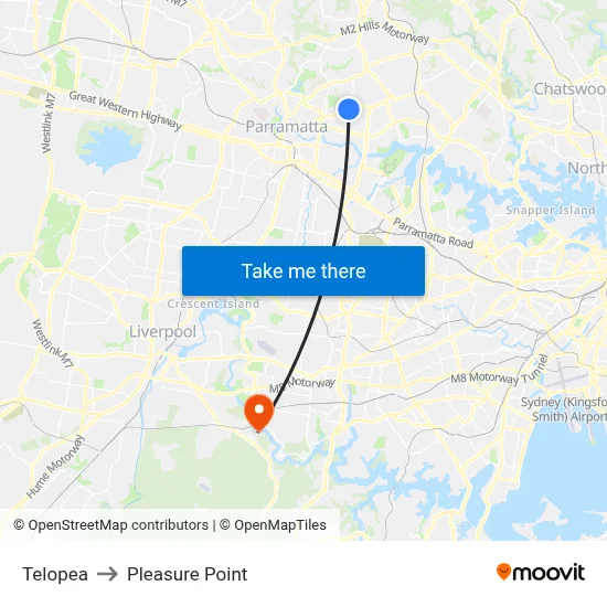 Telopea to Pleasure Point map