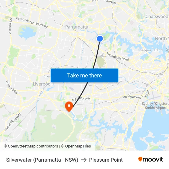 Silverwater (Parramatta - NSW) to Pleasure Point map