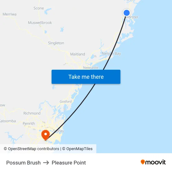 Possum Brush to Pleasure Point map