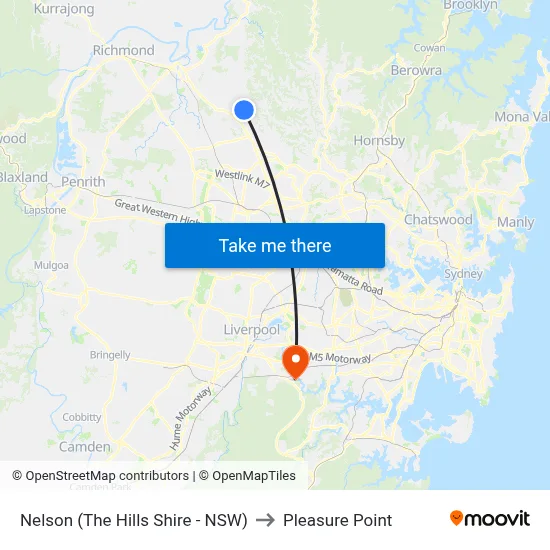 Nelson (The Hills Shire - NSW) to Pleasure Point map
