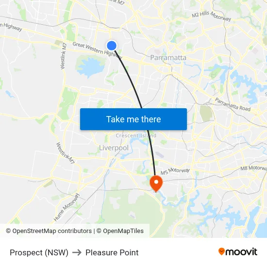 Prospect (NSW) to Pleasure Point map