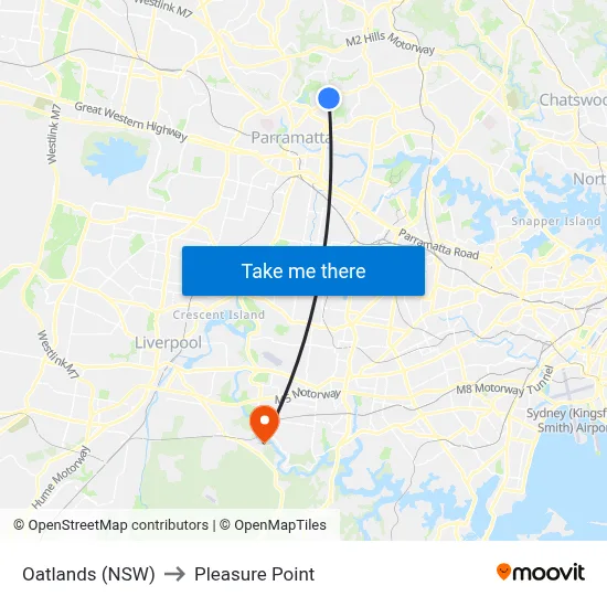 Oatlands (NSW) to Pleasure Point map