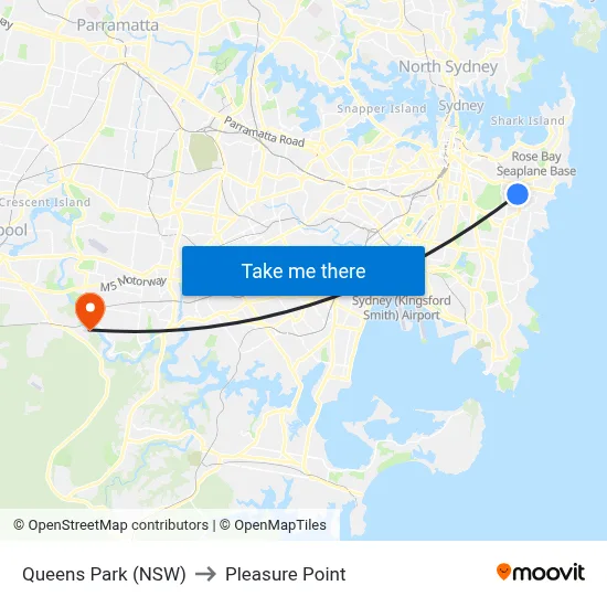 Queens Park (NSW) to Pleasure Point map
