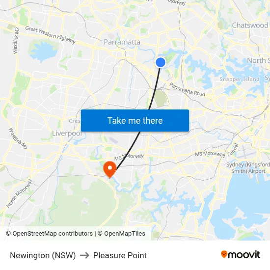 Newington (NSW) to Pleasure Point map