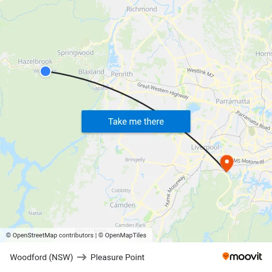 Woodford (NSW) to Pleasure Point map