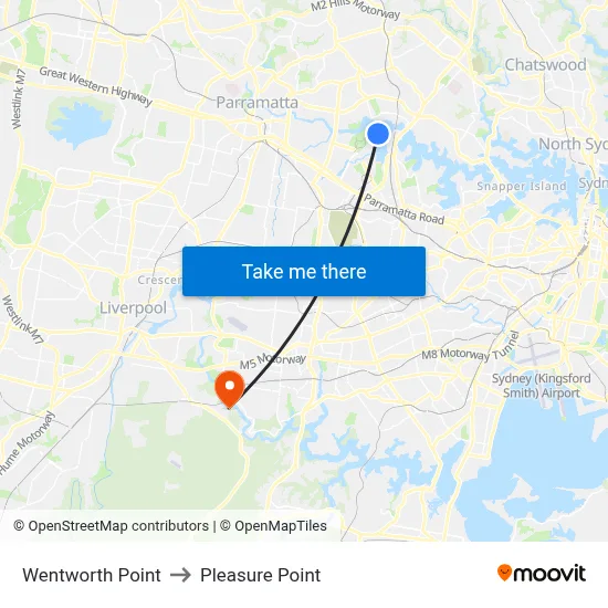 Wentworth Point to Pleasure Point map