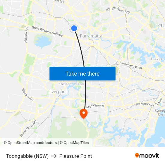 Toongabbie (NSW) to Pleasure Point map