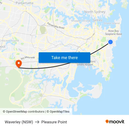 Waverley (NSW) to Pleasure Point map