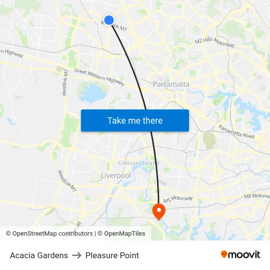 Acacia Gardens to Pleasure Point map