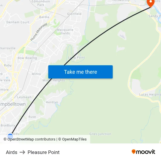 Airds to Pleasure Point map