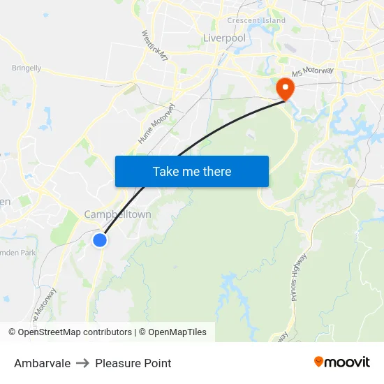 Ambarvale to Pleasure Point map