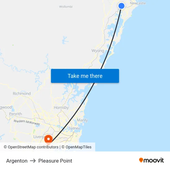 Argenton to Pleasure Point map