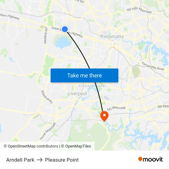 Arndell Park to Pleasure Point map