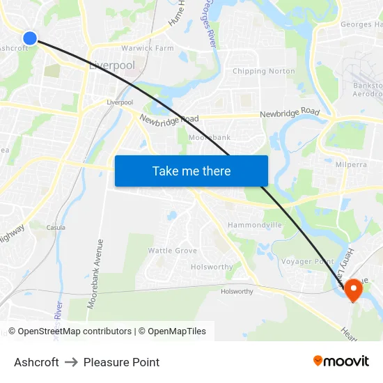 Ashcroft to Pleasure Point map