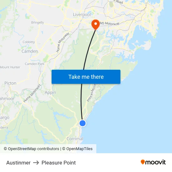 Austinmer to Pleasure Point map