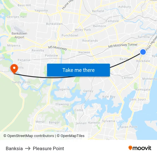 Banksia to Pleasure Point map