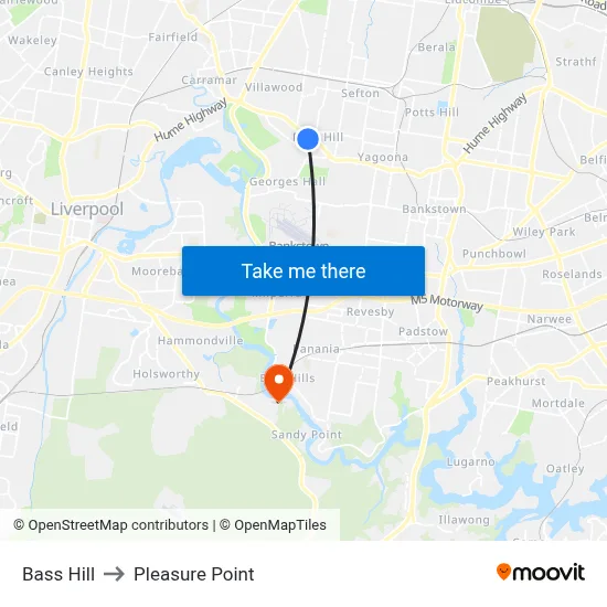 Bass Hill to Pleasure Point map