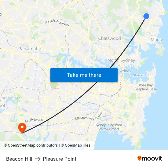 Beacon Hill to Pleasure Point map