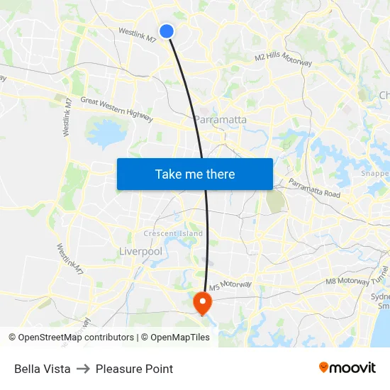 Bella Vista to Pleasure Point map