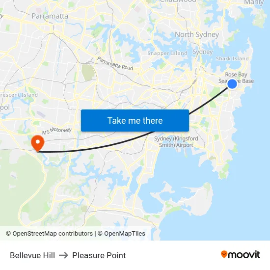 Bellevue Hill to Pleasure Point map
