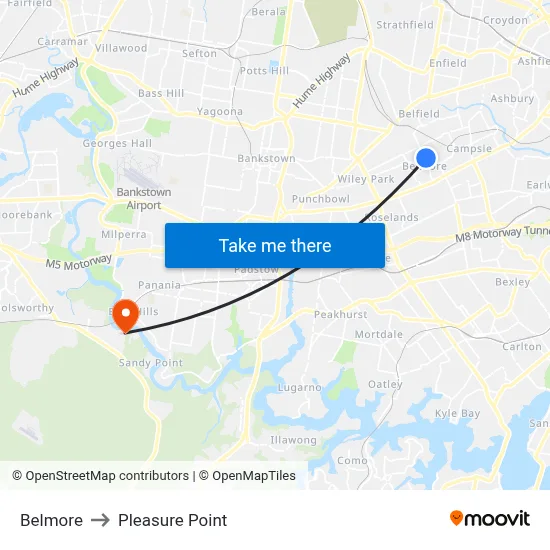 Belmore to Pleasure Point map