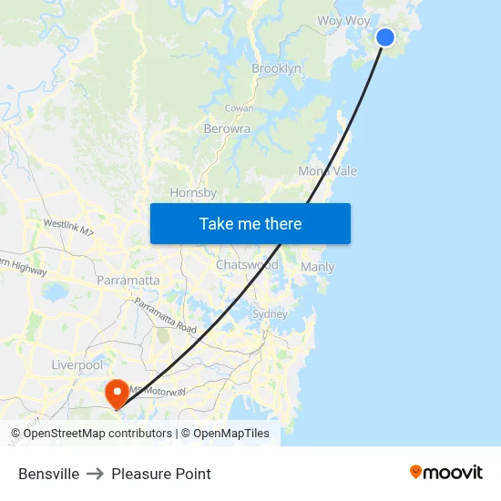 Bensville to Pleasure Point map