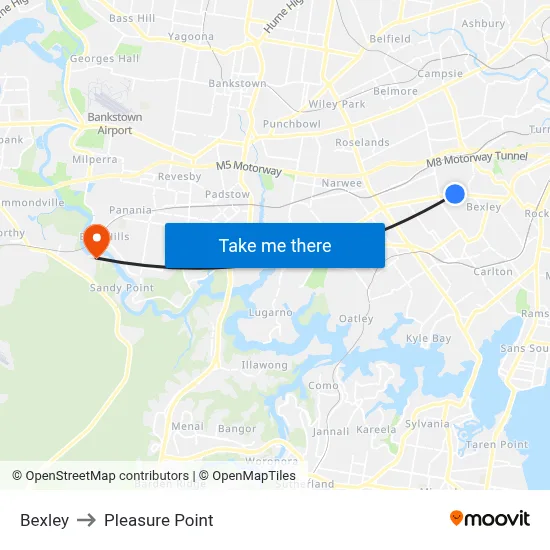 Bexley to Pleasure Point map