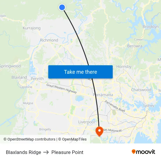 Blaxlands Ridge to Pleasure Point map