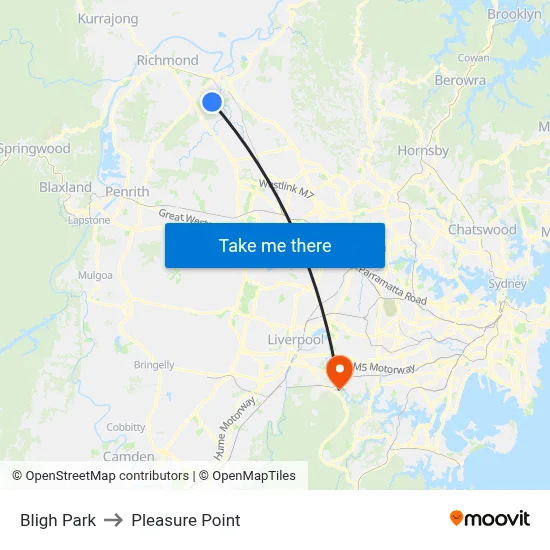 Bligh Park to Pleasure Point map