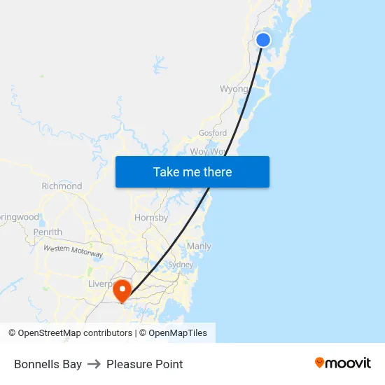 Bonnells Bay to Pleasure Point map