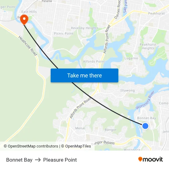 Bonnet Bay to Pleasure Point map