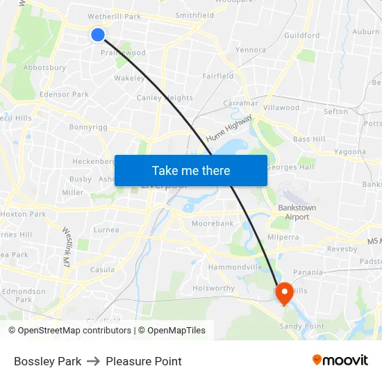 Bossley Park to Pleasure Point map