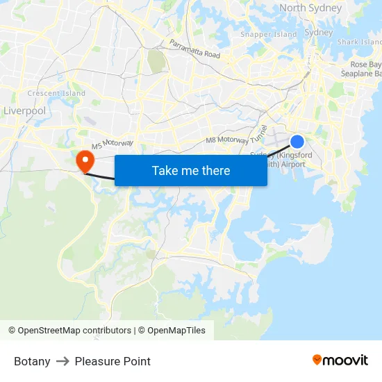 Botany to Pleasure Point map