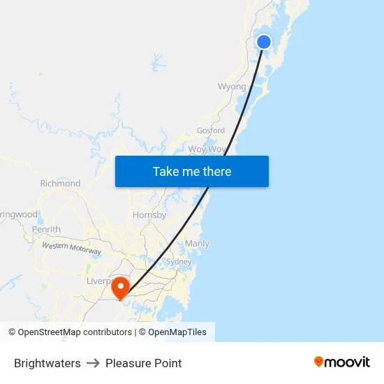 Brightwaters to Pleasure Point map