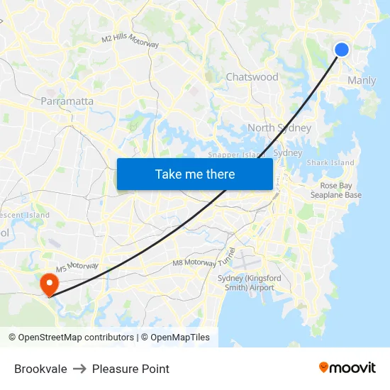 Brookvale to Pleasure Point map