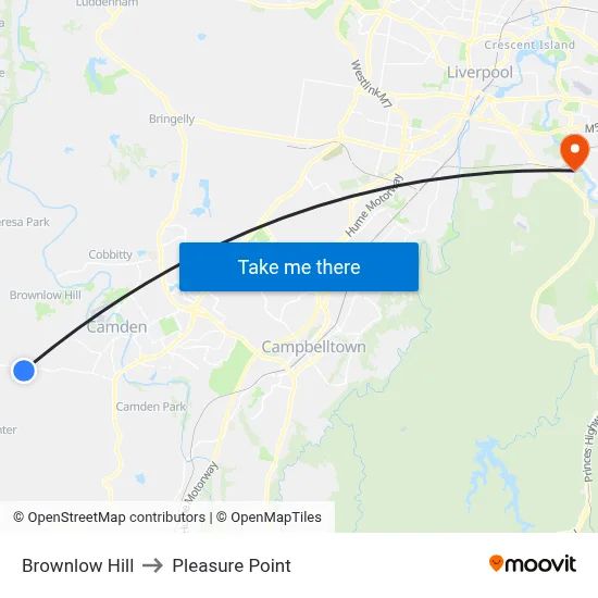 Brownlow Hill to Pleasure Point map