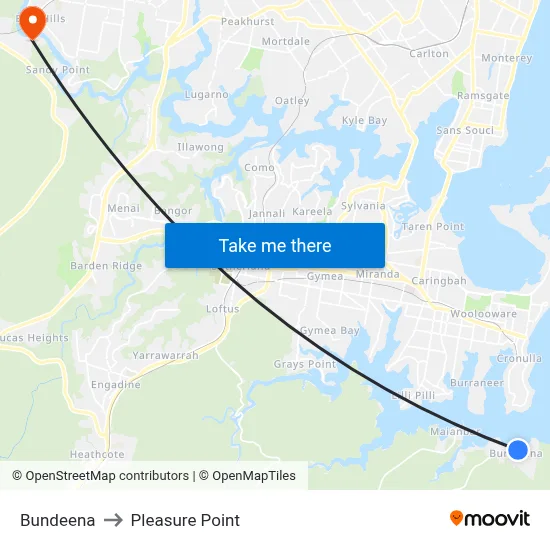 Bundeena to Pleasure Point map