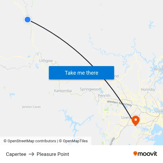Capertee to Pleasure Point map