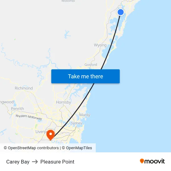 Carey Bay to Pleasure Point map
