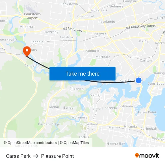 Carss Park to Pleasure Point map
