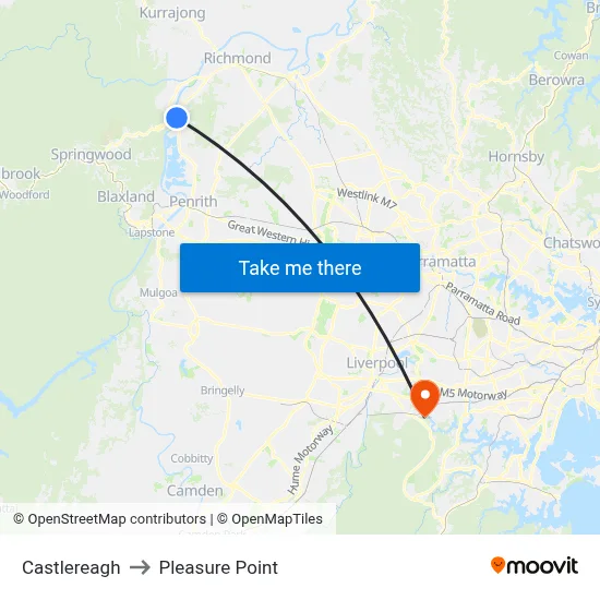 Castlereagh to Pleasure Point map