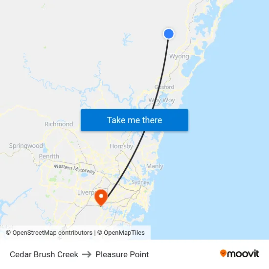Cedar Brush Creek to Pleasure Point map