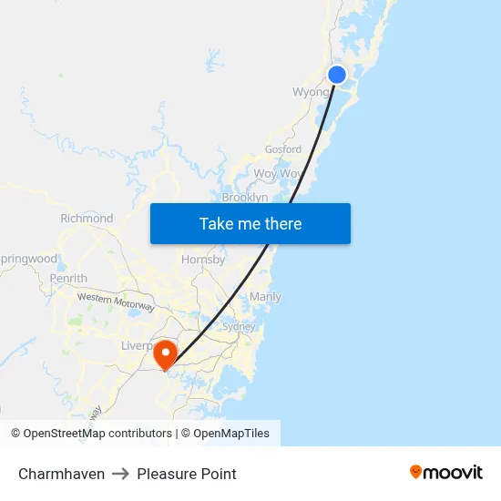 Charmhaven to Pleasure Point map