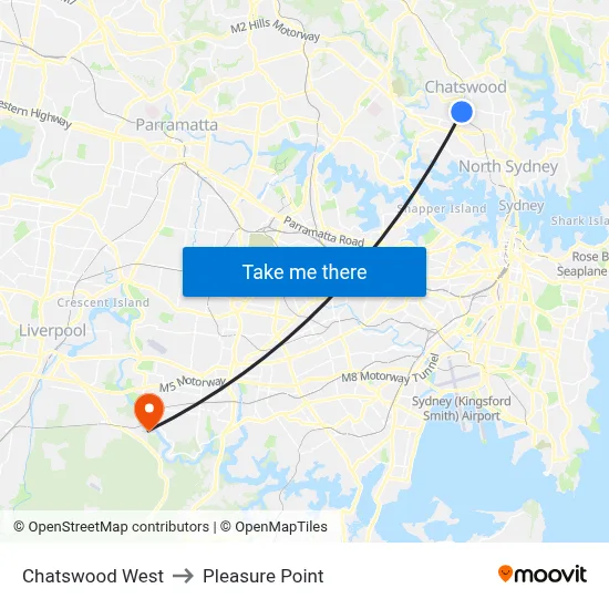 Chatswood West to Pleasure Point map
