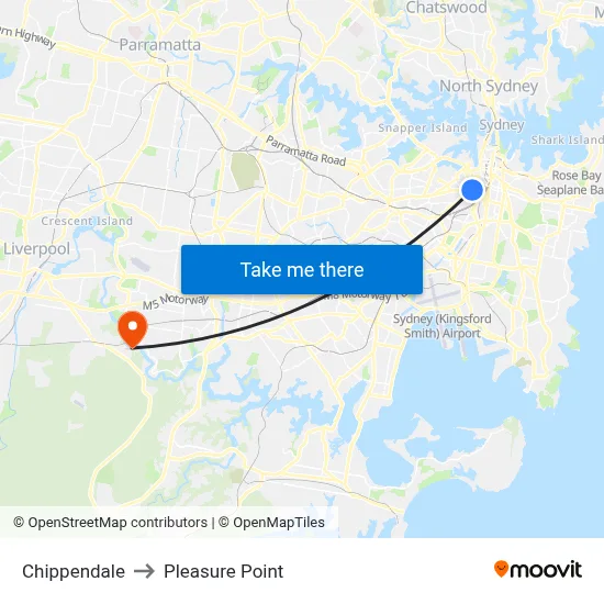 Chippendale to Pleasure Point map