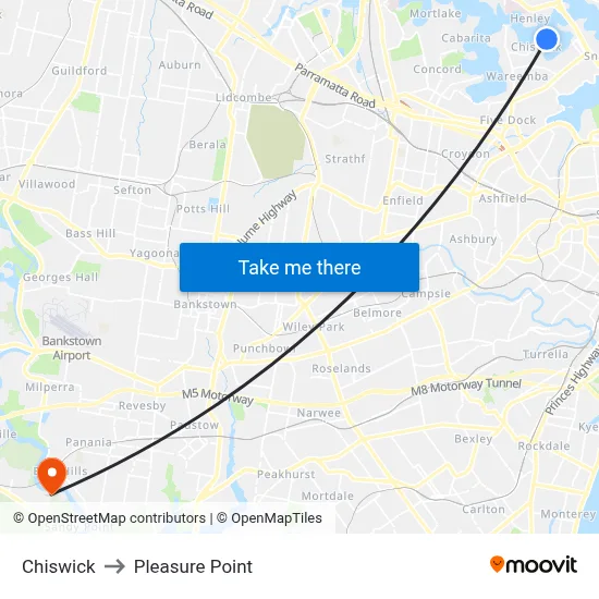 Chiswick to Pleasure Point map