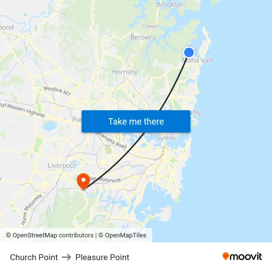 Church Point to Pleasure Point map