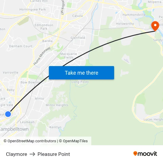 Claymore to Pleasure Point map