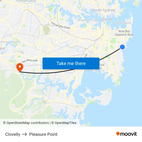 Clovelly to Pleasure Point map